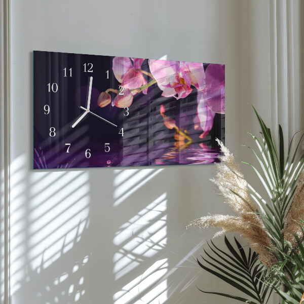 Horloge rectangulaire horizontale Orchidée