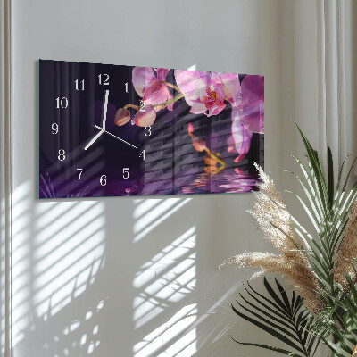 Horloge rectangulaire horizontale Orchidée