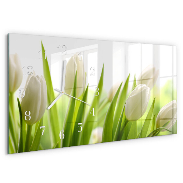 Horloge rectangulaire horizontale Tulipes Blanches
