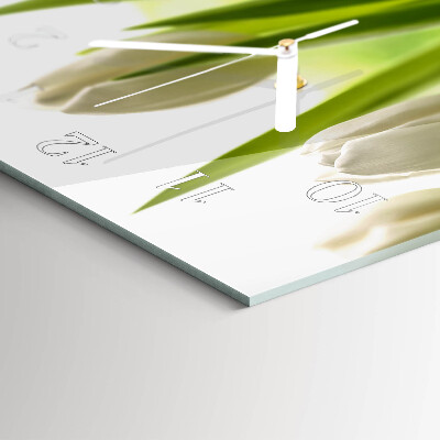 Horloge rectangulaire horizontale Tulipes Blanches