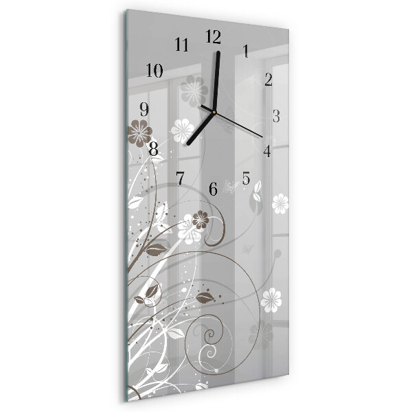 Horloge murale verticale Fleurs