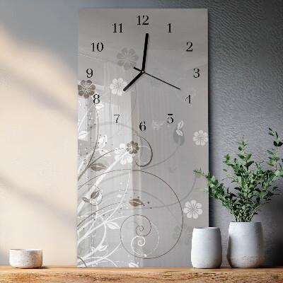 Horloge murale verticale Fleurs
