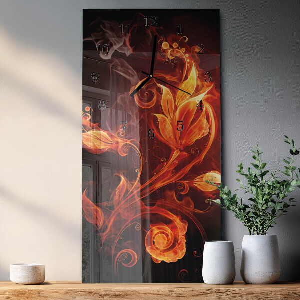 Horloge murale verticale Fleurs abstraites
