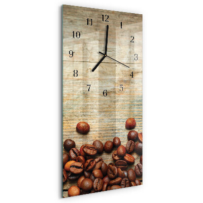 Horloge murale verticale Grains de café Bois