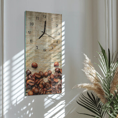 Horloge murale verticale Grains de café Bois