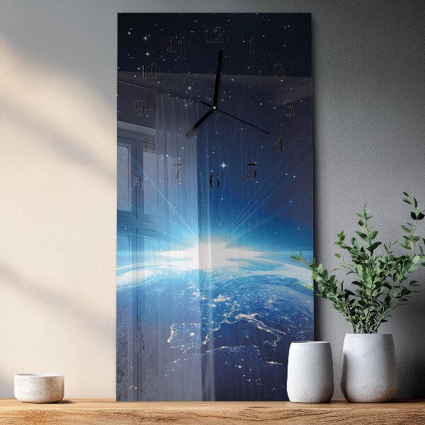 Horloge murale verticale Terre Weltall
