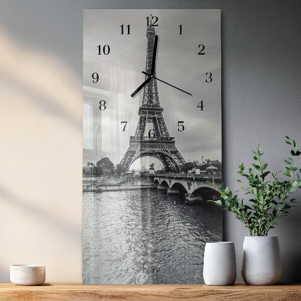 Horloge murale verticale Vue de la tour Eiffel