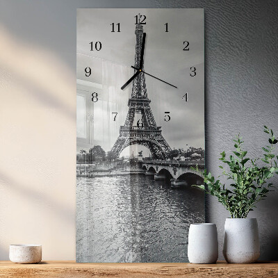 Horloge murale verticale Vue de la tour Eiffel
