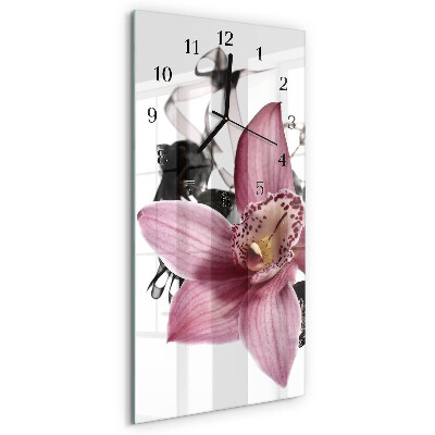 Horloge murale verticale Orchidée