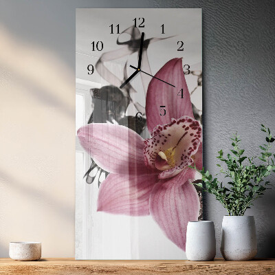 Horloge murale verticale Orchidée