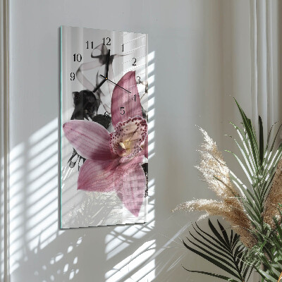 Horloge murale verticale Orchidée