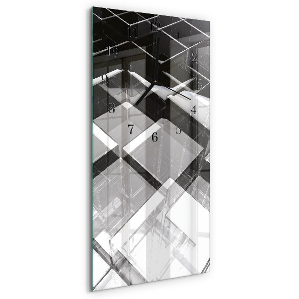 Horloge murale verticale Cube de verre