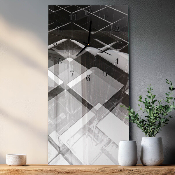 Horloge murale verticale Cube de verre