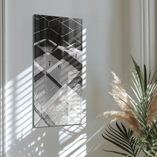 Horloge murale verticale Cube de verre