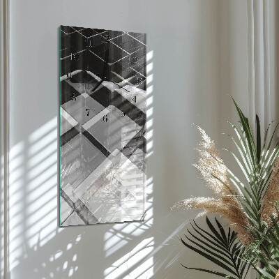 Horloge murale verticale Cube de verre