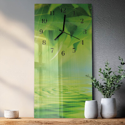 Horloge murale verticale Feuilles