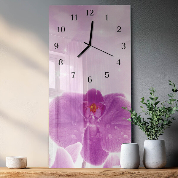 Horloge murale verticale Orchidée