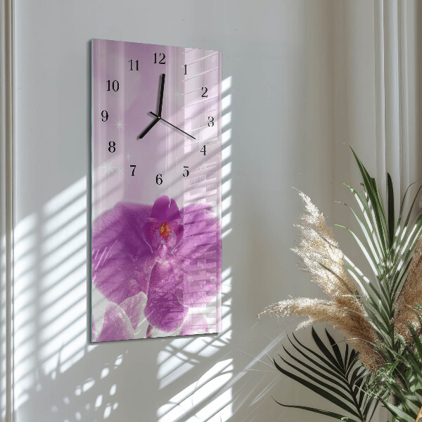 Horloge murale verticale Orchidée