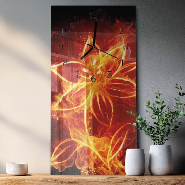 Horloge murale verticale Fleur de feu