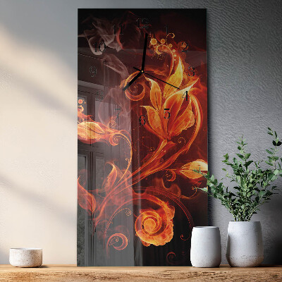 Horloge murale verticale Fleur de feu