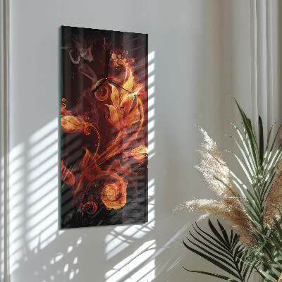 Horloge murale verticale Fleur de feu