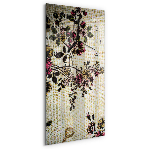 Horloge murale verticale Motif floral