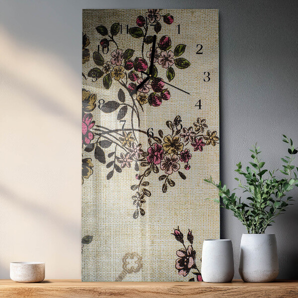 Horloge murale verticale Motif floral