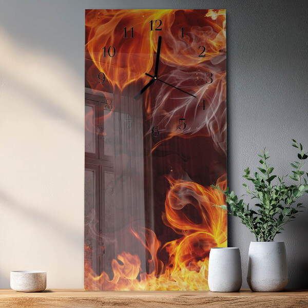 Horloge murale verticale Fleurs de feu