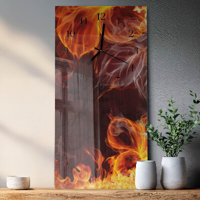 Horloge murale verticale Fleurs de feu