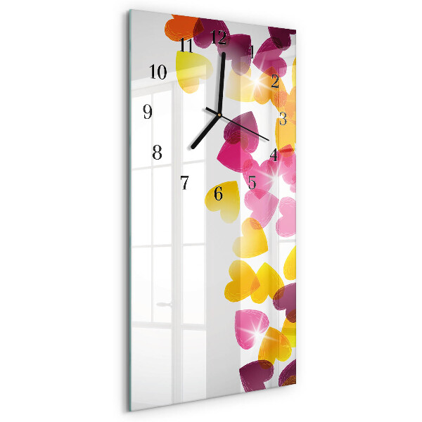 Horloge murale verticale Cœurs colorés