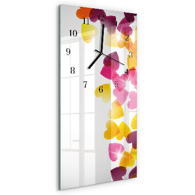 Horloge murale verticale Cœurs colorés