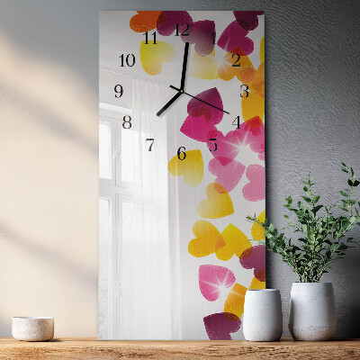 Horloge murale verticale Cœurs colorés