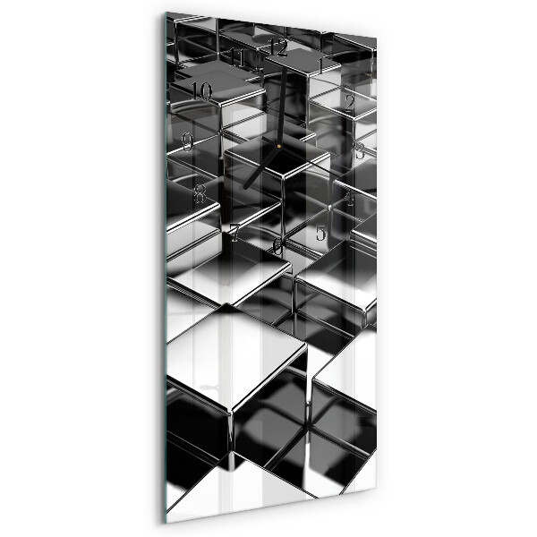 Horloge murale verticale Cubes métalliques
