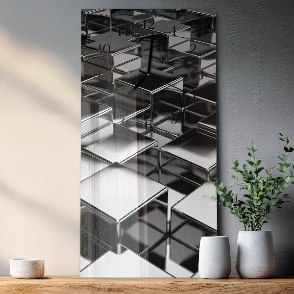 Horloge murale verticale Cubes métalliques