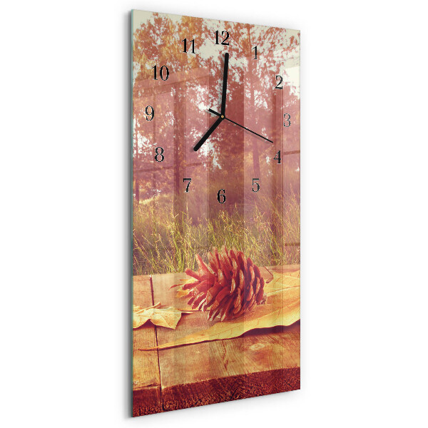 Horloge murale verticale pommes de pin
