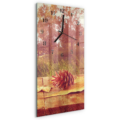 Horloge murale verticale pommes de pin