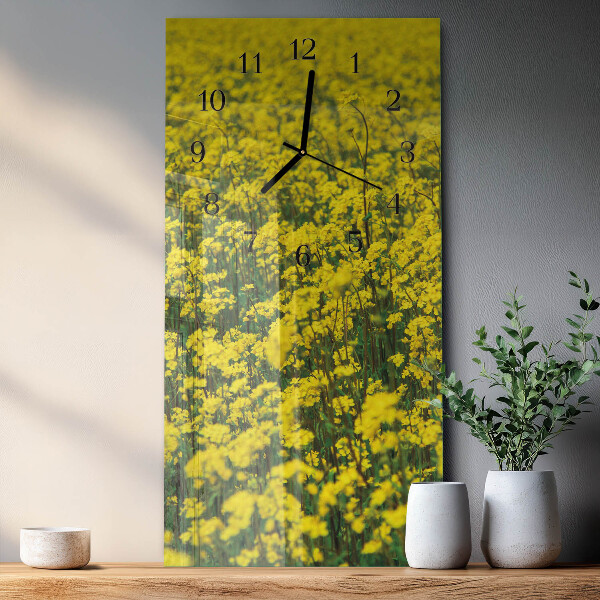 Horloge murale verticale Champ de fleurs