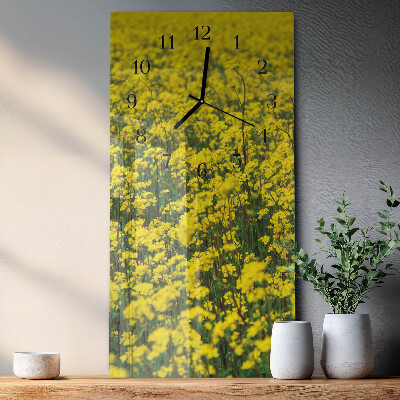 Horloge murale verticale Champ de fleurs