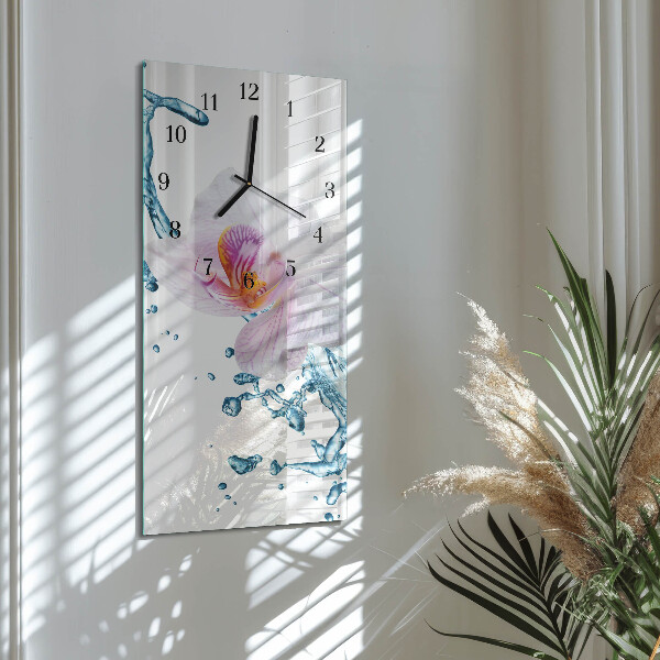 Horloge murale verticale Orchidée