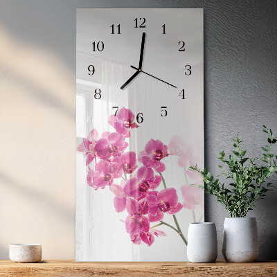 Horloge murale verticale Orchidées