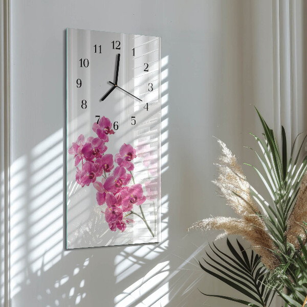 Horloge murale verticale Orchidées