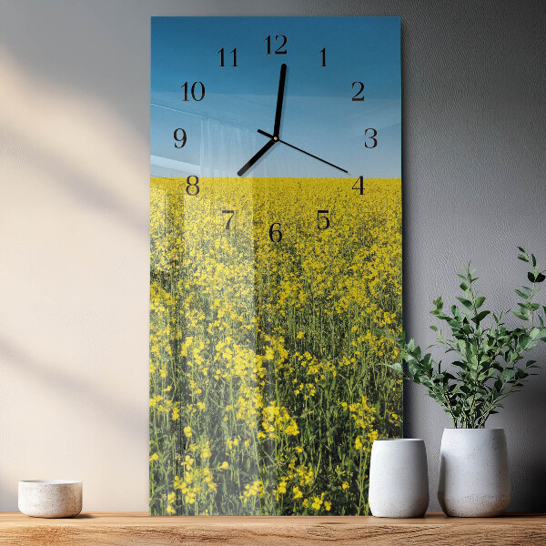 Horloge murale verticale Champ de fleurs
