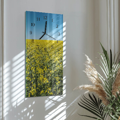 Horloge murale verticale Champ de fleurs