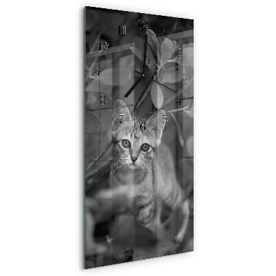 Horloge murale verticale Chat