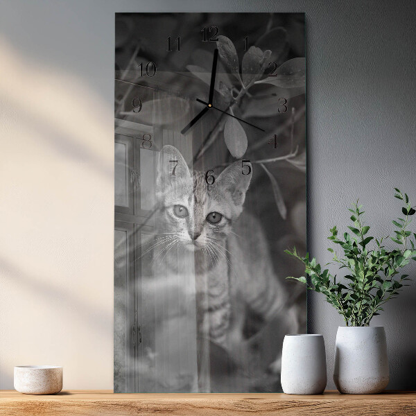Horloge murale verticale Chat