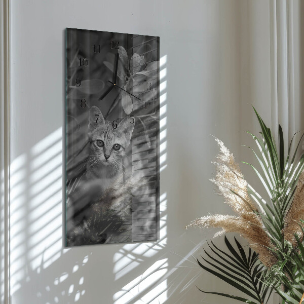 Horloge murale verticale Chat