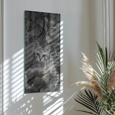 Horloge murale verticale Chat