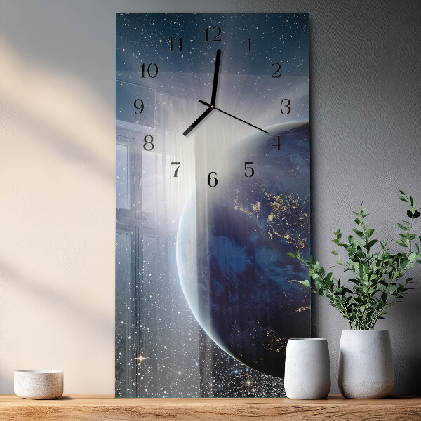 Horloge murale verticale Terre Weltall