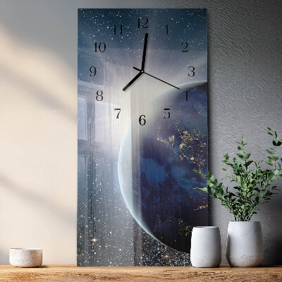 Horloge murale verticale Terre Weltall