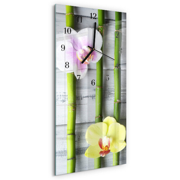 Horloge murale verticale Bambou orchidée
